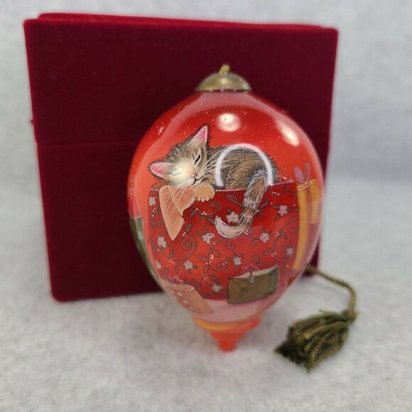 Ne Qwa Glass‎ Art Kitten for Christmas Sarah Summers Cat Ornament Velvet Box - Picture 1 of 7